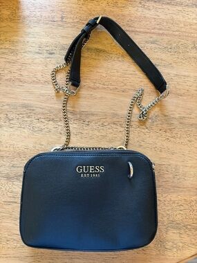 GUESS Black Crossbody Bag with Gold Hardware